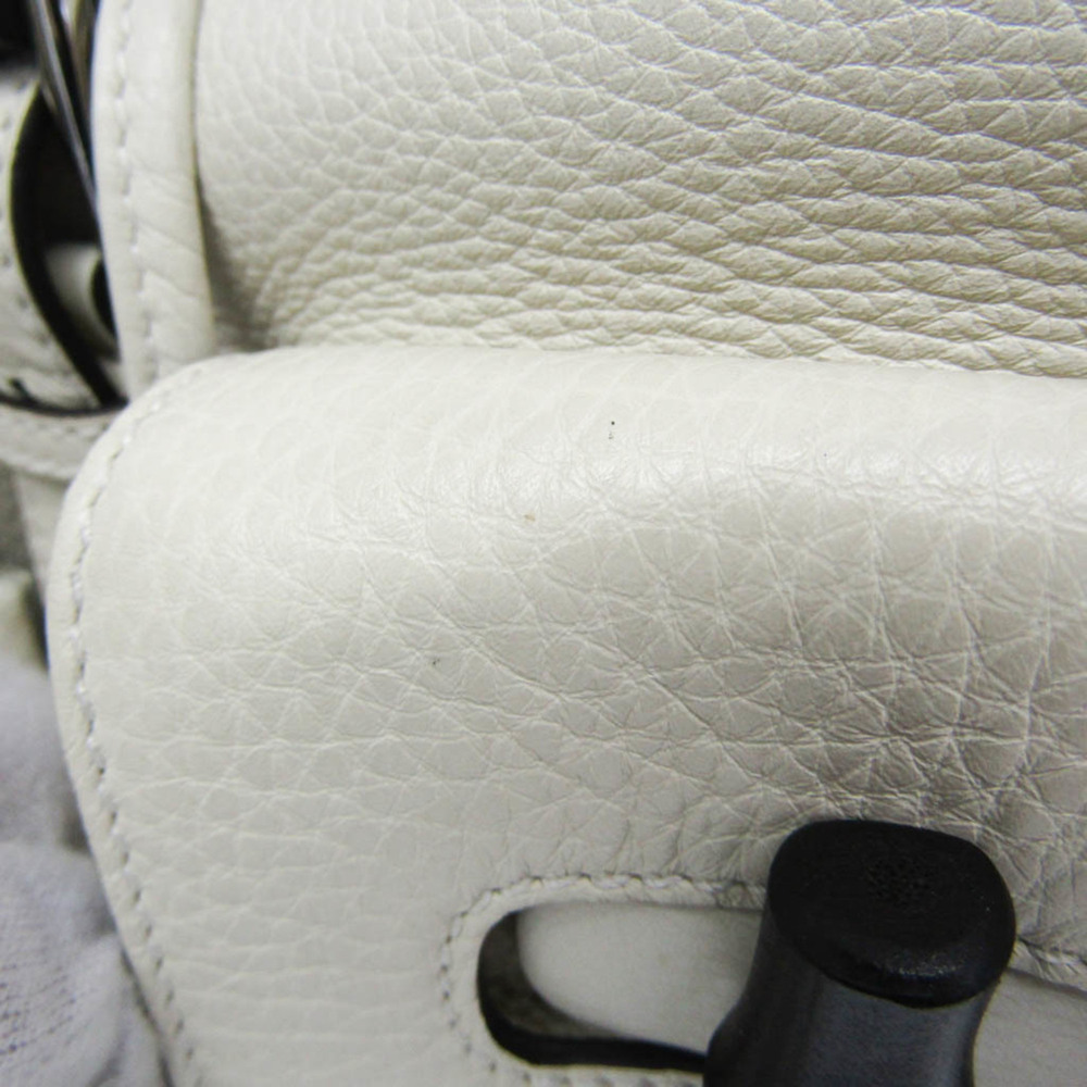 GUCCI White Leather Bamboo Backpack - Picture 8 of 16